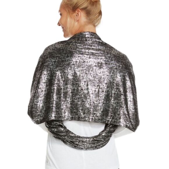 Fabletics Nightshade Jersey Shrug / Infinity Wrap Printed Black Silver Icicle - Picture 8 of 9